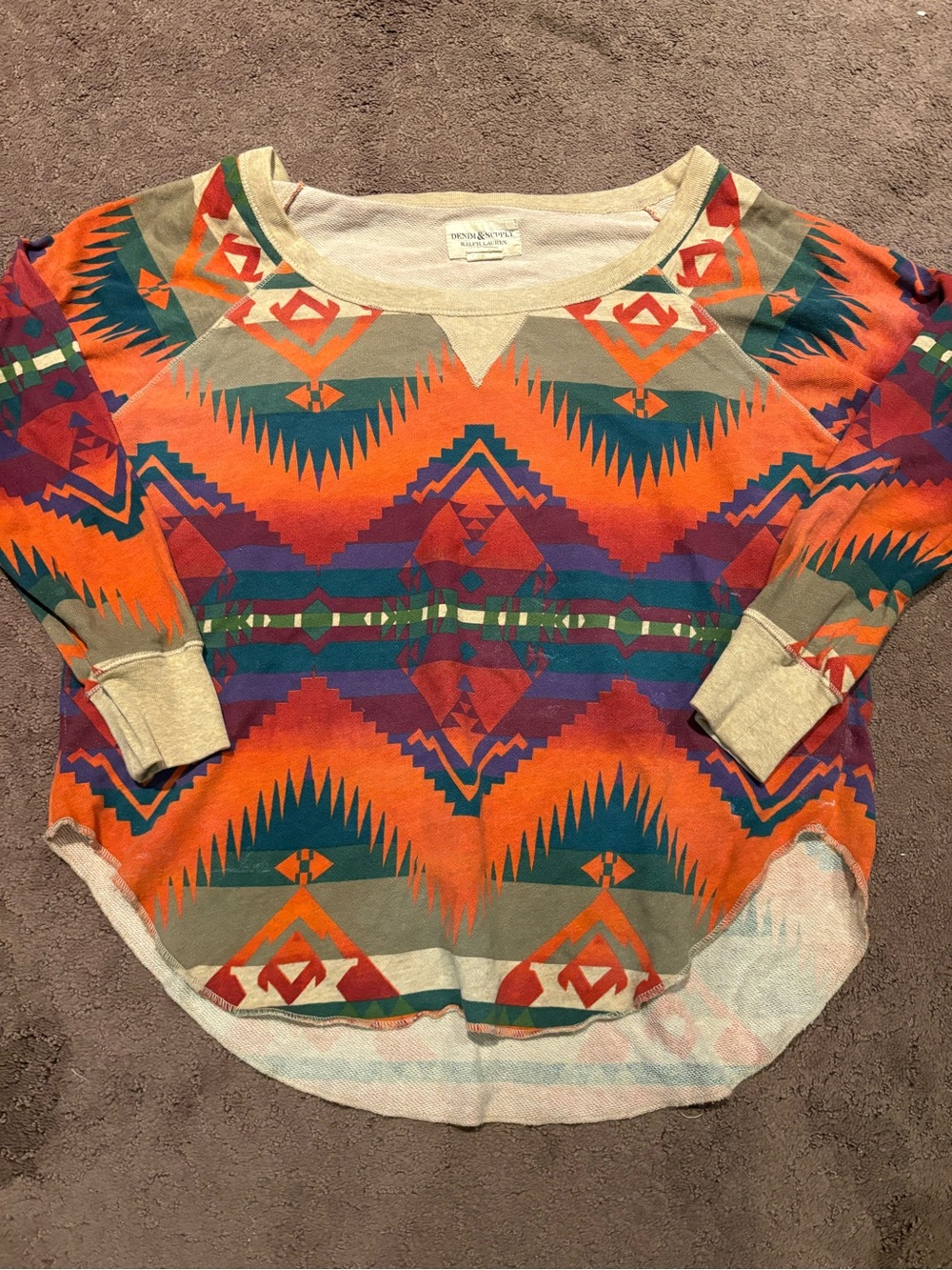 Denim & Supply Ralph Lauren Orange Multicolor Aztec Turtleneck Sweater